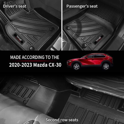 Custom Fit 2020-2024 2025 Mazda CX-30 (Fit FWD AWD All Model) Floor Mats Trunk Cargo Liner and Backrest Mat Set All WeatherTPE Rubber Protection Mat for Mazda CX30 Accessories in Saudi Arabia