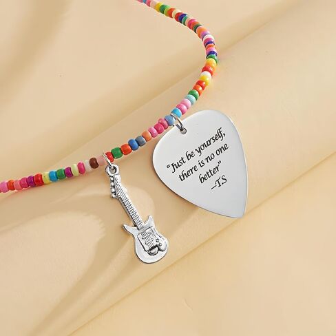 Tay Necklace Inspired Fans Gift Singer Merch Outfits Stuff Handmade Jewelry Quotes Guitar Pick Accessories Friendship Gift For Music Lover Birthday Gifts for Women Daughter Granddaughter Bestie in Saudi Arabia