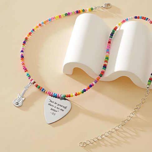 Tay Necklace Inspired Fans Gift Singer Merch Outfits Stuff Handmade Jewelry Quotes Guitar Pick Accessories Friendship Gift For Music Lover Birthday Gifts for Women Daughter Granddaughter Bestie in Saudi Arabia
