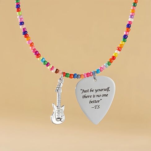 Tay Necklace Inspired Fans Gift Singer Merch Outfits Stuff Handmade Jewelry Quotes Guitar Pick Accessories Friendship Gift For Music Lover Birthday Gifts for Women Daughter Granddaughter Bestie in Saudi Arabia