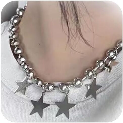 رو دولف ستار المختنق قلادة القوطية قلادة الشرير الهيب البوب ​​مكتنزة الشظية مطرز سلسلة قلادة نجمة قلادة القوطي المختنق للنساء هدايا مجوهرات الحفلات in Kuwait