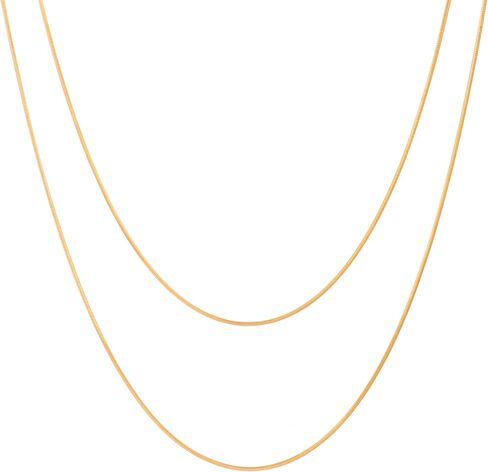 Dainty 18k Gold & Silver Plated Thin Chain Layered Choker Necklace For Women Minimalist Stainless Steel Snake Chain Necklace Waterproof Jewelry in Saudi Arabia