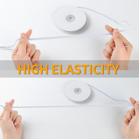 XKDOUS Elastic Band for Sewing, 0.6 Inch 14 Yards 2 Roll Knit Elastic Bands for Sewing Waistband and Pants Waist, High Elasticity(7 Yards White, 7 Yards Black) in Kuwait