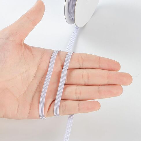 XKDOUS Elastic Band for Sewing, 0.6 Inch 14 Yards 2 Roll Knit Elastic Bands for Sewing Waistband and Pants Waist, High Elasticity(7 Yards White, 7 Yards Black) in Kuwait