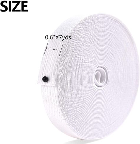 XKDOUS Elastic Band for Sewing, 0.6 Inch 14 Yards 2 Roll Knit Elastic Bands for Sewing Waistband and Pants Waist, High Elasticity(7 Yards White, 7 Yards Black) in Kuwait