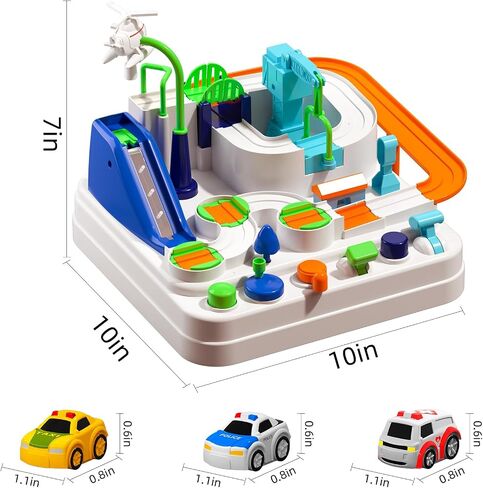 TEMI Boys Toys Car Track, Kids Race Track City Rescue Toy for 3 4 5 6 7 Years Old Boys Girls - Car Toys with 3 Cars, Car Track Toys for Boys Age 3, Birthday Gifts Toys for Boys 3-5 Years Old in Saudi Arabia