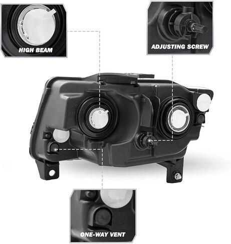 Halogen Headlights Headlamps Compatible with 2011-2013 Jeep Grand Cherokee 2011-2017 Jeep Compass, Chrome Housing Amber Reflector Headlights Assembly Replacement Driver and Passenger Side L+R in Saudi Arabia