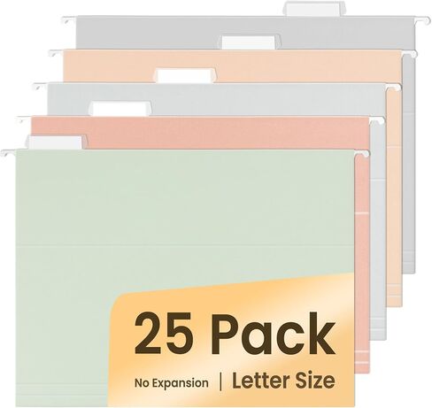 مجلدات ملفات معلقة من SUNEE بألوان عتيقة، 25 مجلدات ملفات بحجم الحروف مع علامات تبويب 1/5 قطع، ابق منظمًا للملفات والمستندات السائبة في منزلك ومكتبك in Kuwait