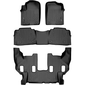 SMARTLINER Custom Fit Floor Mats 3 Row Liner Set Black for 2017-2018 Armada / 2011-2013 Infiniti QX56 / 2014-2018 QX80