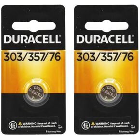 Duracell 303/357/76 Silver Oxide Button Battery, 1 Count Pack, 303/357/76 1.5 Volt Battery, Long-Lasting for Watches, Medical Devices, Calculators, and More (Pack of 2)