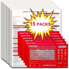 15 Packs Dot Inspection Forms and Stickers, Annual Vehicle Inspection Report Form 3-Ply Carbonless Form & Red FMCSA Label Aluminum