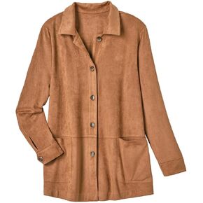 FLORIANA Womens Shacket with Pockets Faux Suede Shirt Jackets for Women, Soft