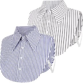 XEPST 2 Pieces Womens Fake Collar Detachable, Half Shirts Blouse Collar Removable Collar Blouse Top False Shirt Collar Dickey Collars Detachable Collars for Women Girls Decorative Favors, Stripes
