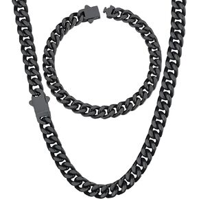 ChainsHouse 7mm 22" Cuban Chain Necklace Men Bracelet 23cm