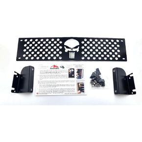 Punisher Skull Editon Powder Coated Black Bumper Grille Insert Compatible with 2015-2019 Chevy Silverado 2500 3500 HD M2M #400-110-1