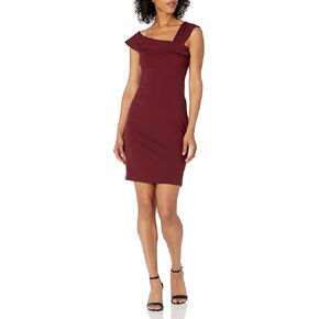 Lark & Ro Women's Asymmetrical Flounce Neckline Sheath Dress