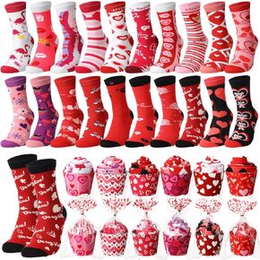 20 Pairs Valentine's Day Cupcake Socks Gifts for Women Heart Print Crew Socks Bulk Valentines Socks for Mothers Day in Kuwait