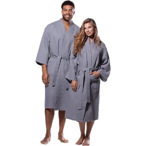 Turquaz Lightweight Full-Length Robes For Women Waffle Kimono Bathrobe - Soft, Fast-Drying, Long-Lasting Cotton Blend Unisex