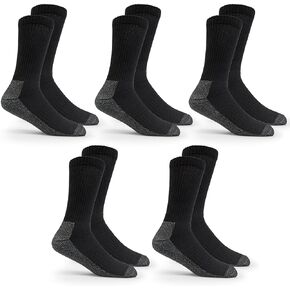 Fruit of the Loom Work Socks for Men - Cotton Crew Socks 5 Pack - Thick Cushioned Boot Socks, Heavy Duty, Shoe Size 6-12