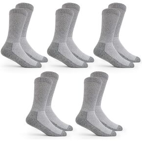 Fruit of the Loom Work Socks for Men - Cotton Crew Socks 5 Pack - Thick Cushioned Boot Socks, Heavy Duty, Shoe Size 6-12 in Kuwait