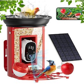 AI Smart Bird Feeder with Camera Solar Powered, Camii Bird Feeder with 2k HD Camera Capture Each Bird Come & Identify 10000+ Bird Species, Cloud Store Bird Videos & Birdwatching On Live, Ideal Gift