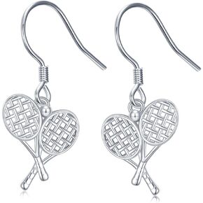 Tennis Racket Earrings 925 Sterling Silver Tennis Dangle Earrings for Women Tennis Racket Jewelry Gifts for Women Tennis Lovers