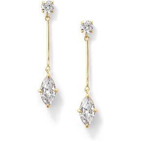 18K Gold Plated Cubic Zirconia Crystal Dangle Earrings for Women Hypoallergenic Long Marquise Diamond Drop Earrings Elegant Dangling Earrings for Bridal Minimalist Wedding Jewelry