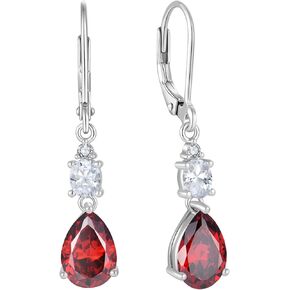 Teardrop Leverback Earrings 925 Sterling Silver Oval Dangle Drop Earrings Birthstone Jewelry Gifts for Women