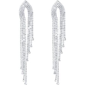 Rhinestone Earrings Dangling for Women Hypoallergenic Long Tassel Drop Dangle Earrings for Wedding