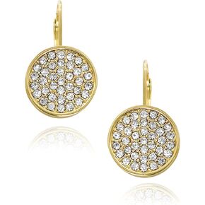 Vince Camuto Gold Tone Pave Circle Lever Back Earrings
