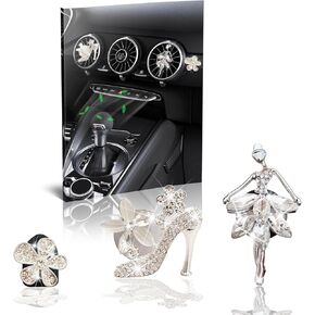 Diamond Shoes & Ballerina Doll Cute Car Air Freshener Vent Clips - Essential Oil Diffuser Vent Clip with Bling Car Accessories, Cute Car Decor, Reusable Scent Clip, Gift-Ready