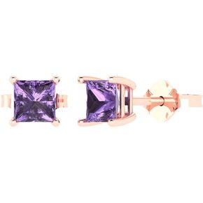 2.0 ct Brilliant Princess Cut Solitaire Studs Alexandrite 14k White Gold Desginer Affordable Earrings Push back