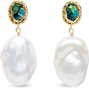 LILY LUSTER 14k مطلية بالذهب 925 الفضة الاسترليني مختارة بعناية AAAA جودة طبيعية بيضاء المياه العذبة مثقف غير النظامية كرة نارية الباروك اللؤلؤ قطرة تتدلى أقراط الزفاف للنساء