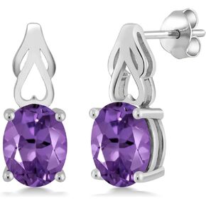 Gem Stone King 9X7MM Oval Gemstone Birthstone Drop Dangle Earrings For Women | 925 Sterling Silver | Fine Jewelry Gifts for Her Mom Women Wife