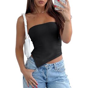 Tube Tops Women Asymmetrical: Going Out Sleeveless Crop Top Shirts Y2k Summer 2025 Cute Slim Fit Clothes