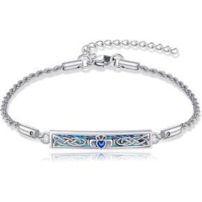 Claddagh سوار S925 الفضة الاسترليني الأيرلندية Claddagh سوار سلتيك القلب الأساور أذن البحر سلتيك عقدة Claddagh مجوهرات للنساء الرجال عاشق زوجين الهدايا