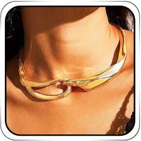 Chunky Choker Necklace Gold Thick Clavicle Statement Necklaces Punk Cuban Link Neck Chains for Women