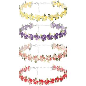 4PCS Dainty Chokers Lace Choker Set Layered Classic Choker Chain Necklace Adjustable Choker Collar Handmade Classic Sparkling Chokers for Party Cosplay Cute Jewelry Gifts