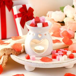 41 Pcs Valentines Day Wax Melts Gift Set Candle Wax Melt Warmer and Heart Shaped Wax Melts Valentines Gifts for Scented Wax Scent Oil Candle for Living Room Kitchen Bathroom