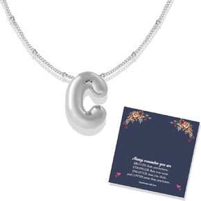 Bubble Letter Necklace Gold Silver Initial Necklace for Women Balloon Alphabet Pendant Necklace Gold Balloon Letter Necklace Silver Initial Charm Necklace Birthday Thanksgiving Christmas Jewelry Gifts