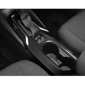 ruihe 5pcs Carbon Fiber Pattern Stainless Car Gear Shift Knob Console Panel Trims Cup Holder Frame Cover Fit for Toyota Corolla 2019 2020 2021 2022 (Regular Gasoline Version)