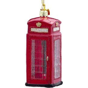 Noble Gems Kurt Adler 4-Inch Glass British Phone Booth Ornament for Christmas