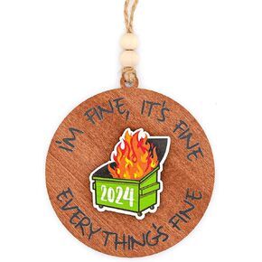 Dumpster fire Ornament, Dumpster fire Ornament 2024, Dumpster fire Desk Accessories, Funny Office Gifts for Women Men Coworkers, It's Fine I'm Fine Everything is Fine, Friendship Gifts (Dum-F1)
