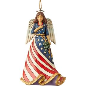 Enesco Jim Shore Heartwood Creek Patriotic Angel Hanging Ornament, 4.75 Inch, Multicolor