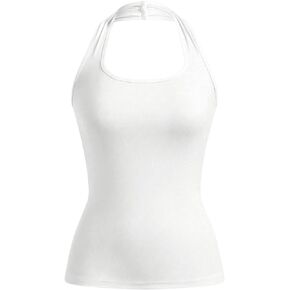 Floerns Women's Causal Sleeveless Tank Top Slim Fit Tee Shirts Solid Halter Top