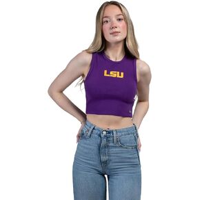 Hype & Vice Cut-Off Tank for Women (Medium) - Louisiana State University Top for Women, Cropped Fit Tank, College Shirts for Game Days - Purple