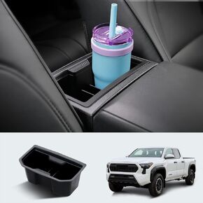 Premium Cup Holder for Toyota Tacoma Accessories 2024, Center Console Organizer Rear CupHolder for Tacoma 2024 2025, Silicone Rubber Box Dust-Proof Easy to Clean and Reduces Noise (Rear)
