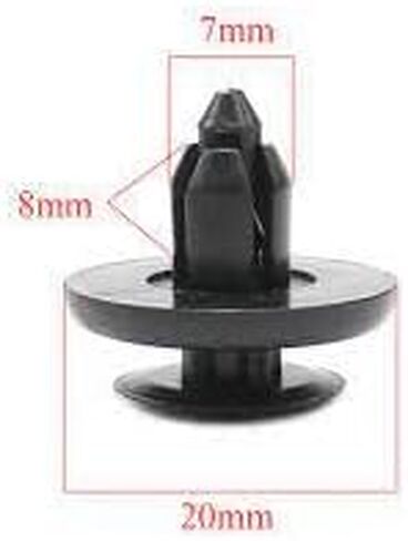 50 قطعة بطانة الحاجز الأمامي دفع من نوع التجنيب الأسود النايلون قطر الرأس 20 مللي متر طول الجذع 8 مللي متر يناسب ثقب 7 مللي متر يحل محل T.o.y.o.ta 90467-07166 in Kuwait