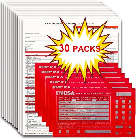 15 Packs Dot Inspection Forms and Stickers, Annual Vehicle Inspection Report Form 3-Ply Carbonless Form & Red FMCSA Label Aluminum in Saudi Arabia
