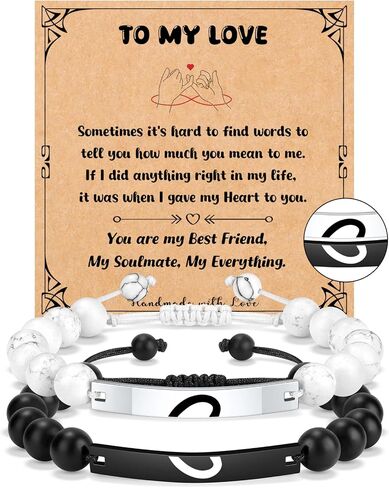 JoycuFF Matching Bracelets for Couples, Dad and Daughter, Brother and Sister, Mother and Son Christmas Birthday Valentines Day Gifts for Him Her in Saudi Arabia